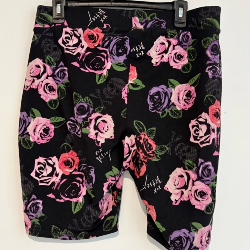 Betsey Johnson Skull Floral Bike Shorts